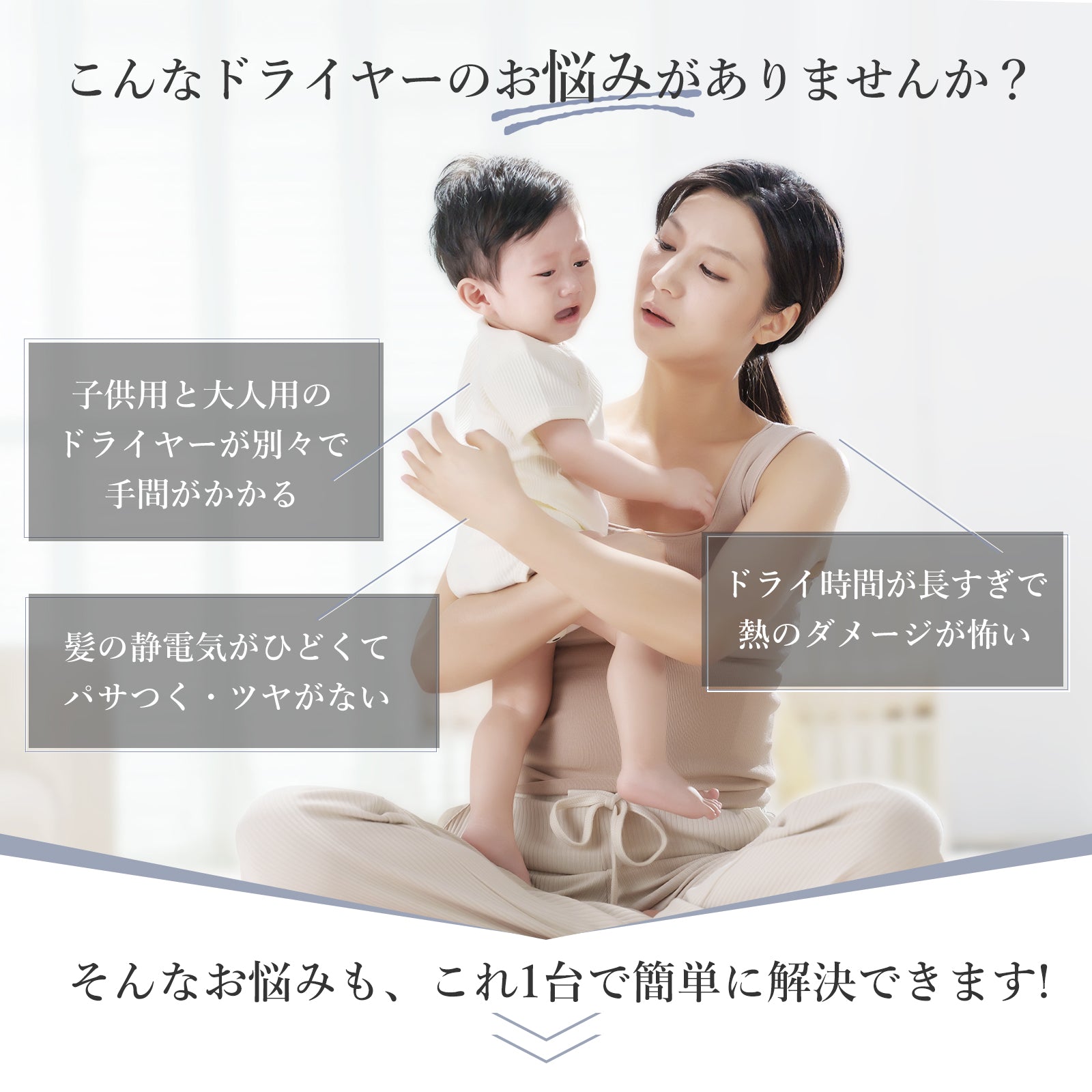 ANLANダブルケアドライヤーMATE AI機能搭載 子供モード 速乾性抜群