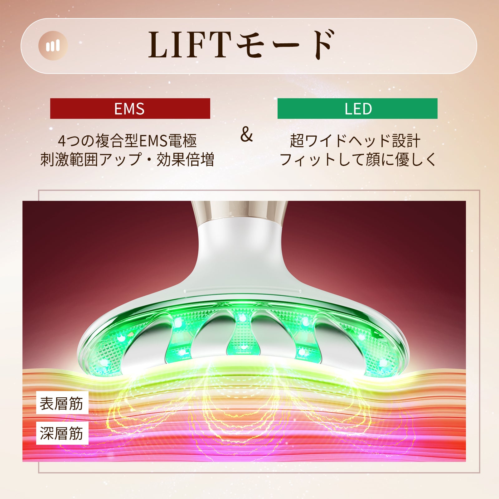 リフト美顔器PRO 業界初2in1 天然石 美顔ローラー 顔の筋肉に