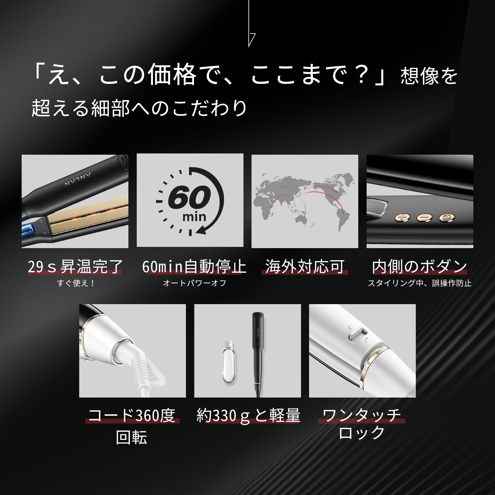 ANLAN 36mmストレートアイロン